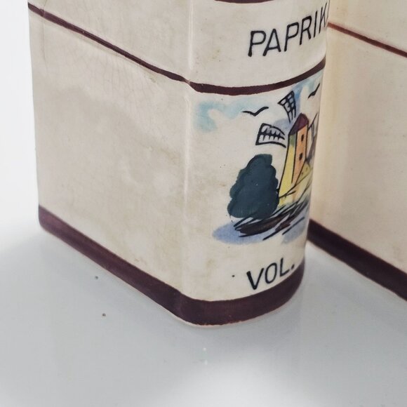 3 Westwood Ceramic Spice Containers book shaped vtg Japan windmill design retro - Picture 6 of 11